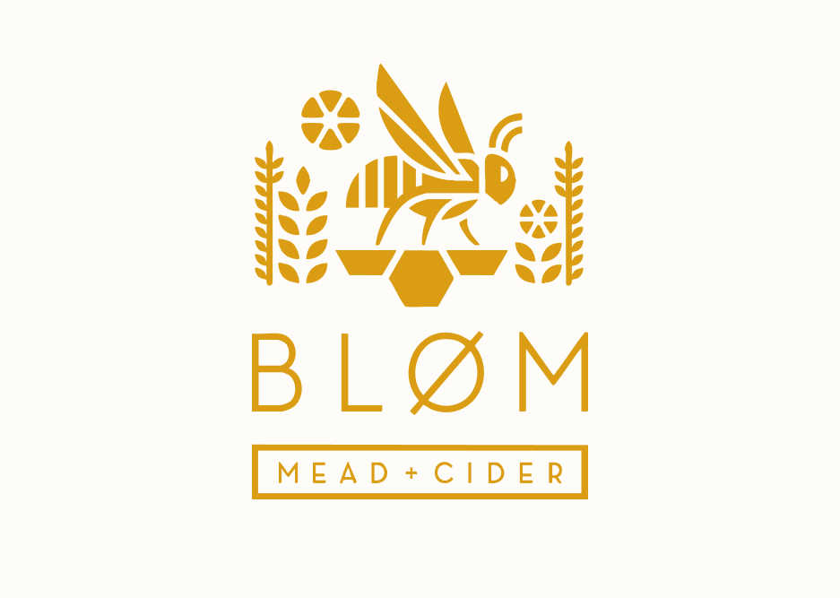 BLOM Mead + Cider cover, showing the brand logo with a bee, wheat, and honeycomb above the BLOM Mead + Cider wordmark