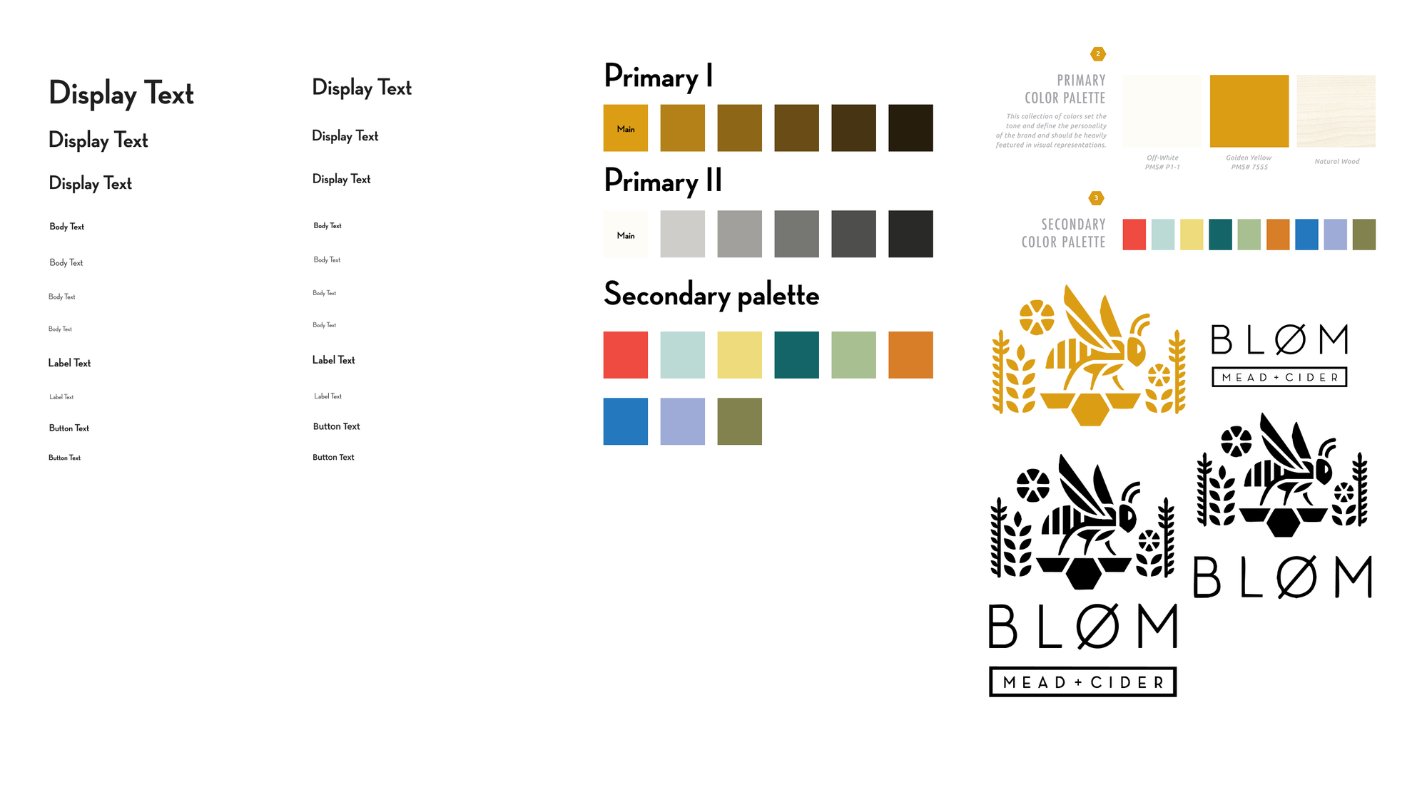 Bløm design system with the color palette, type styles, and reusable email components